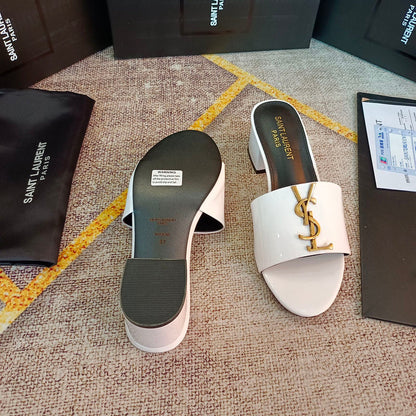 MJYS3 Leather 6.0CM Slippers Size 35-42 Shoes with Box