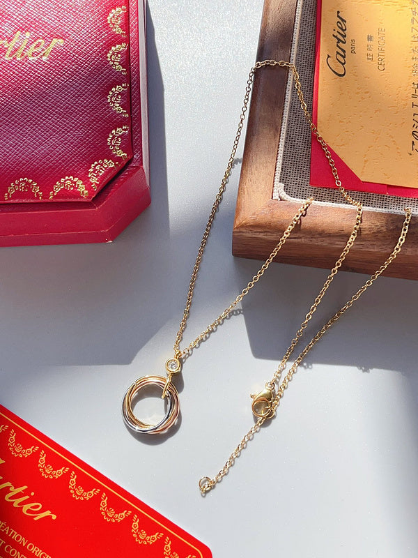 X637  Titanium steel three-ring necklace jewelry