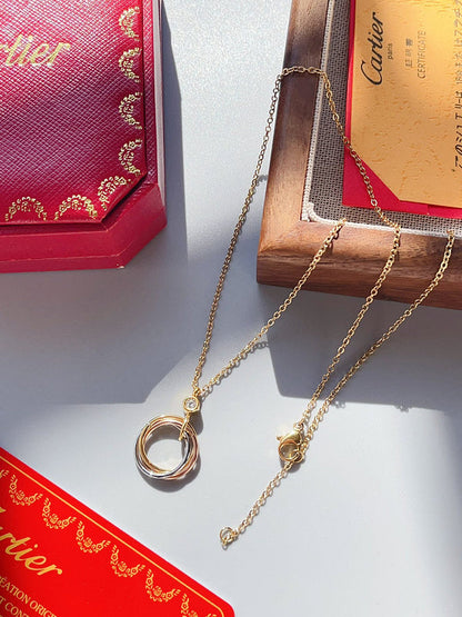 X637  Titanium steel three-ring necklace jewelry