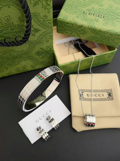 A971  Women's necklace, bracelet, stud earrings set jewelry