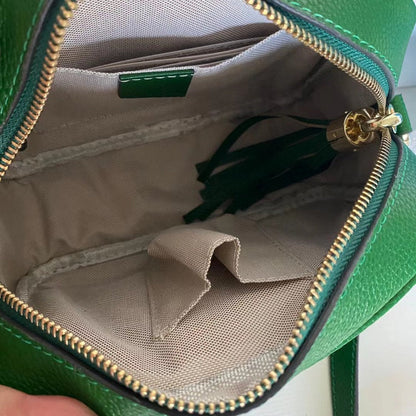 GGP76 leather Ladies black camera 21-15-7cm bag