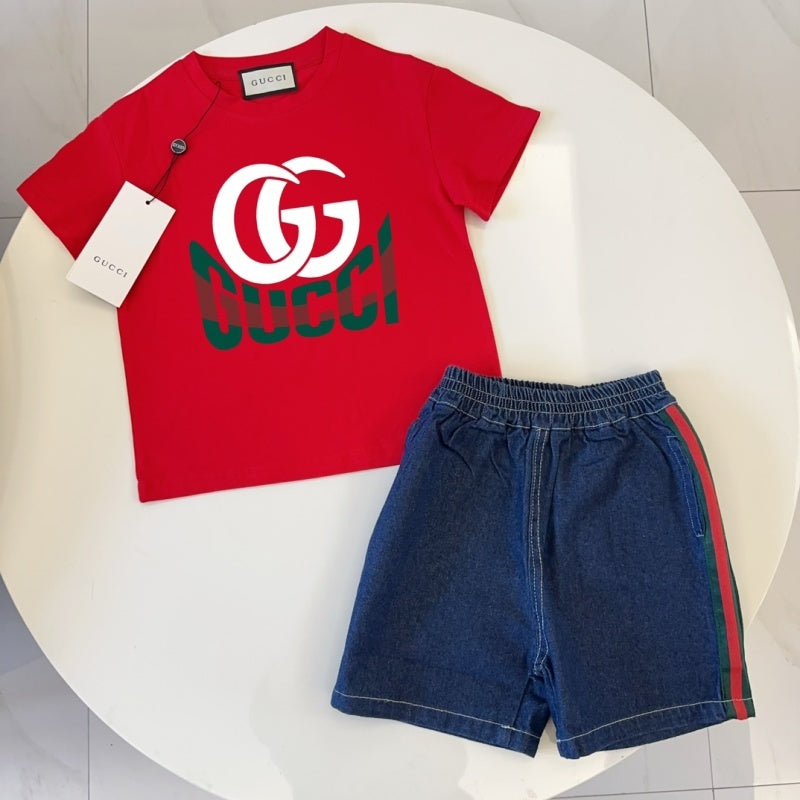 TGUC05 Boys and girls' pure cotton summer short sleeved top T-shirt Clothing