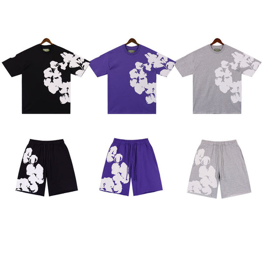 MMC7 New Cotton Flower Summer Short sleeved Top+Short sleeved Clothes