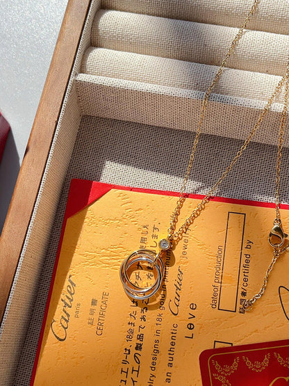 X637  Titanium steel three-ring necklace jewelry