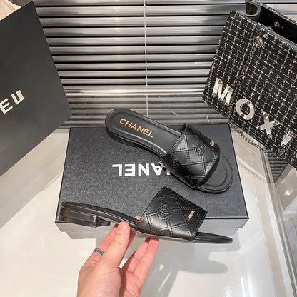 MJCS08 Leather slippers Women shoes 35-40 With box