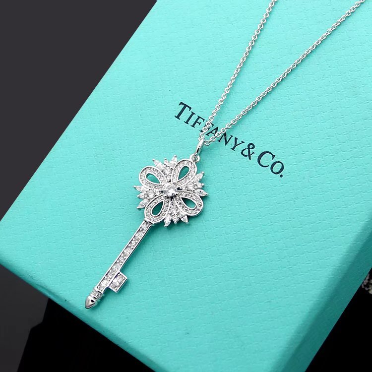 TN020  Snow Key Stainless Steel Long Necklace Jewelry