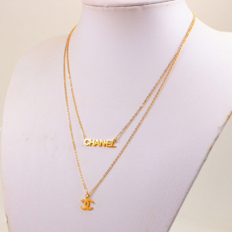 CHN55 316L Steel Gold Plated CC Necklace High Quality Jewelry