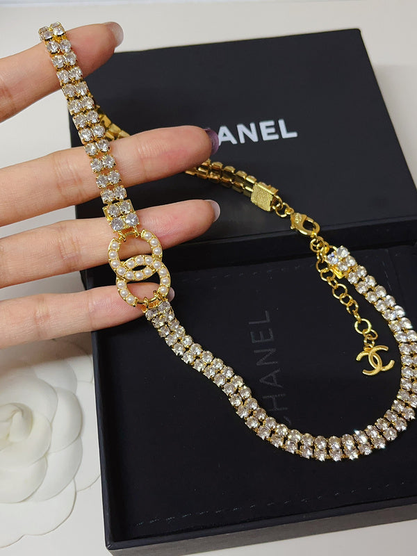 X669    Ladies' full-diamond necklace and bracelet set jewelry