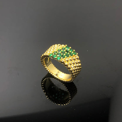 AVSR3  New green diamond bead ring jewelry