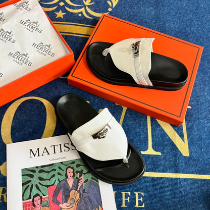 MJHS14 Leather slippers Women shoes 35-42 With box