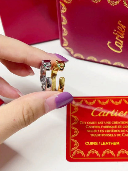 J142  Men's and women's titanium steel cheetah ring jewelry