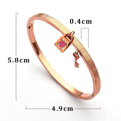 TB07    Lock Key Heart Oil Drop Bracelet Jewelry