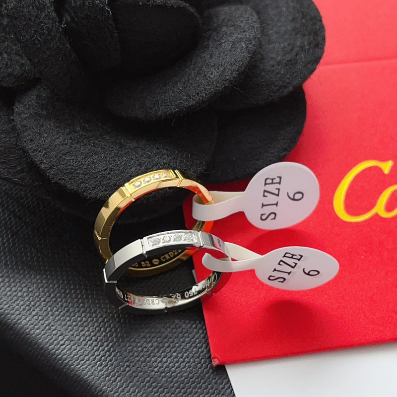 J122   Men's and women's titanium steel diamond ring jewelry