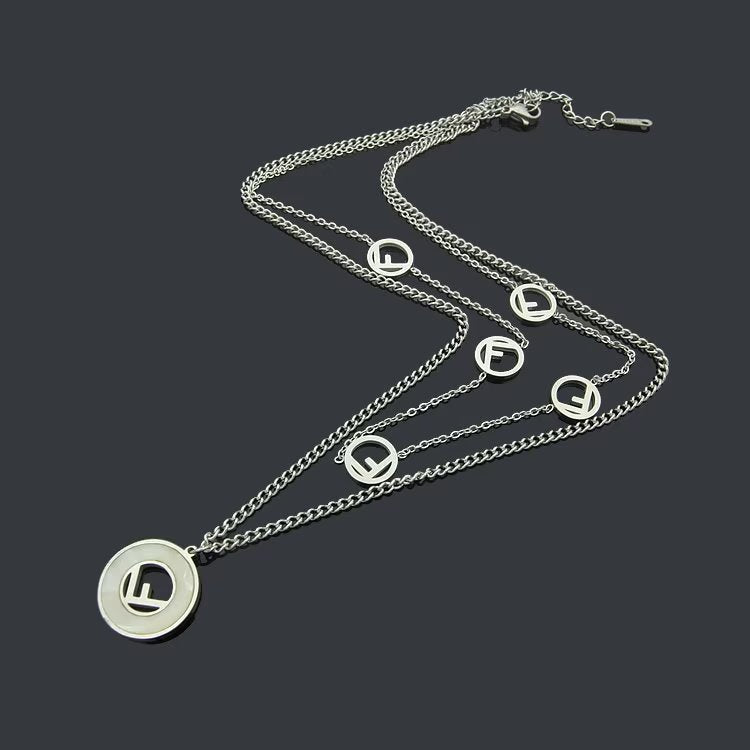 FN02   Round shell pendant double layer necklace jewelry