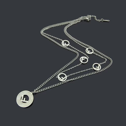 FN02   Round shell pendant double layer necklace jewelry