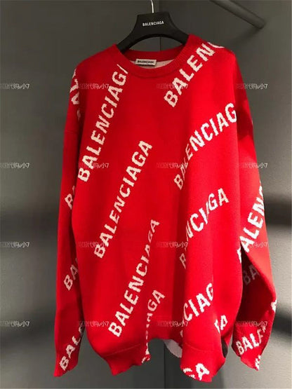 BAC20 Men and women classic series letter jacquard sweater