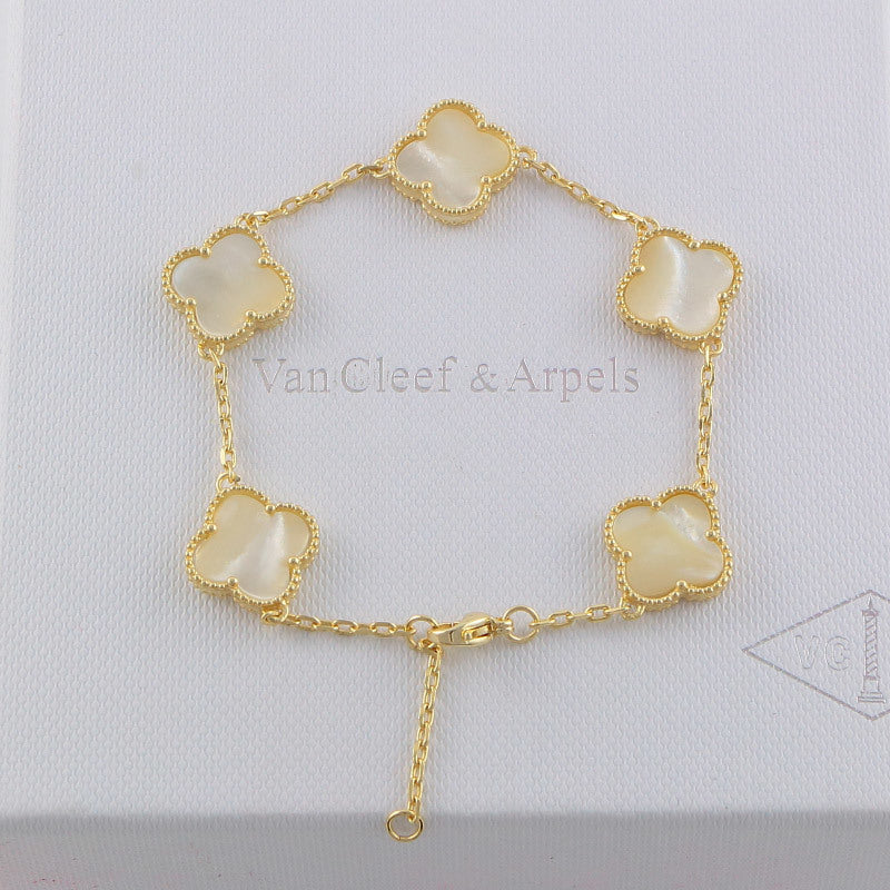 VAB17 five flowers gold plated Bracelet jewelry about 19.5CM