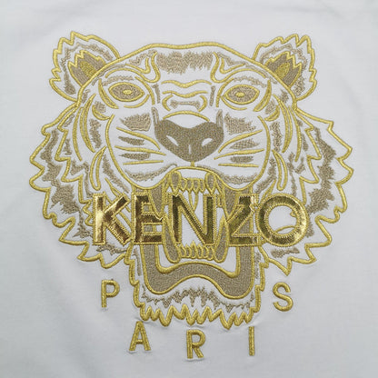 KEC34   Fashion Tiger Head Gold Embroidered T-shirt