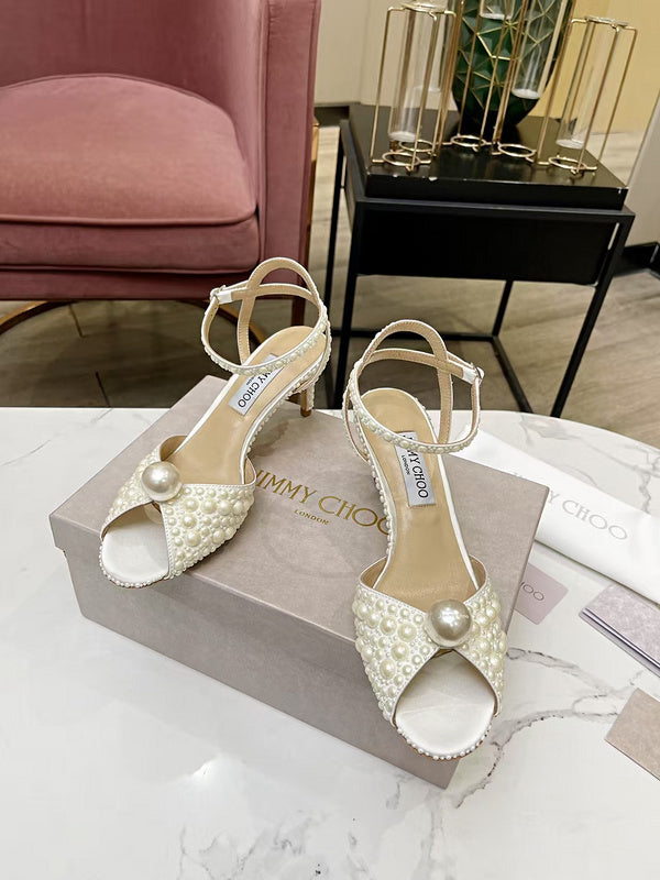 BMJS1 Slippers 8.5CM 10CM High heels women 35-41 leather shoes With Box