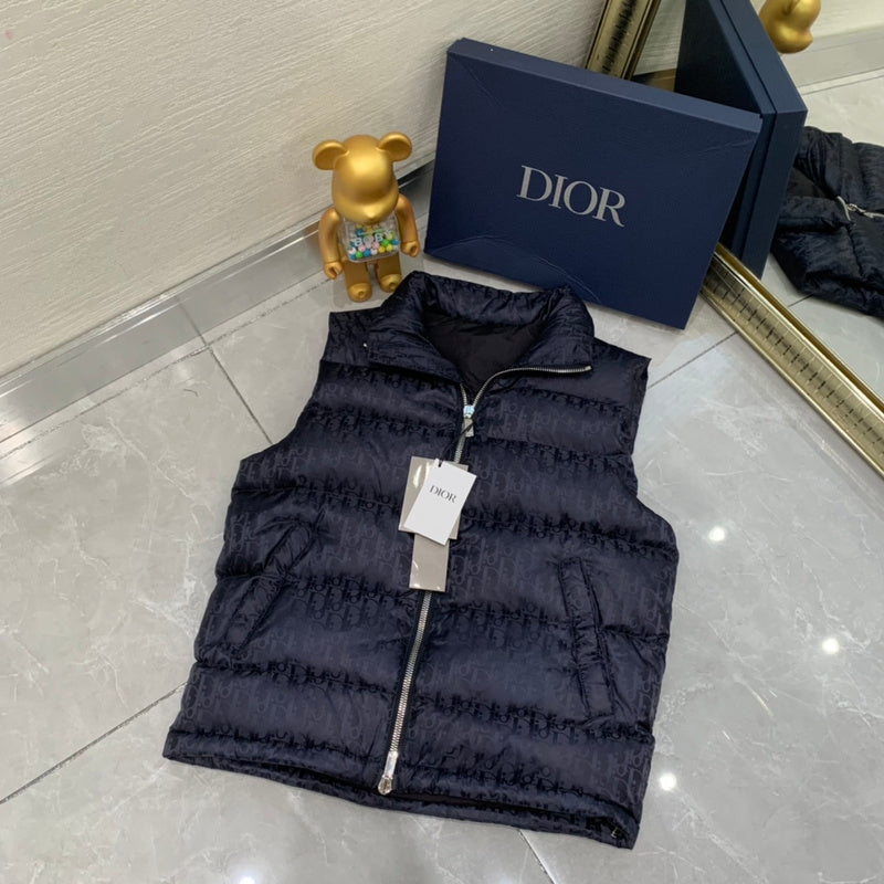 DKC2  Full logo jacquard down jacket vest, men and women alike