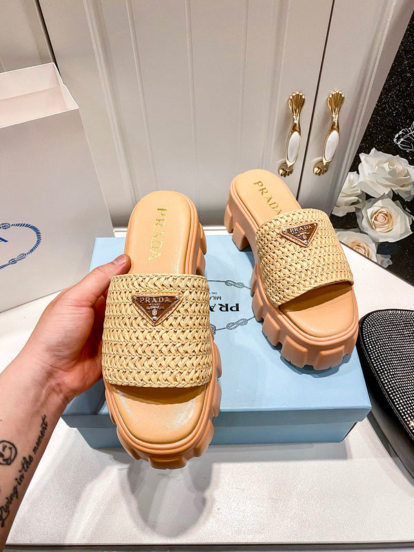 MJPS9 Leather Women 5.5CM Slippers 35-42 shoes With box