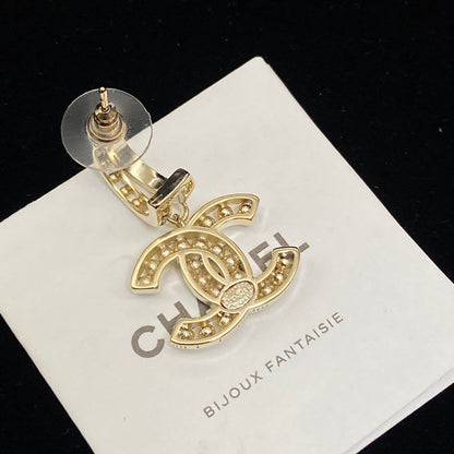 CHE76   Women's Peach Heart Double C Pearl Earnail Jewelry