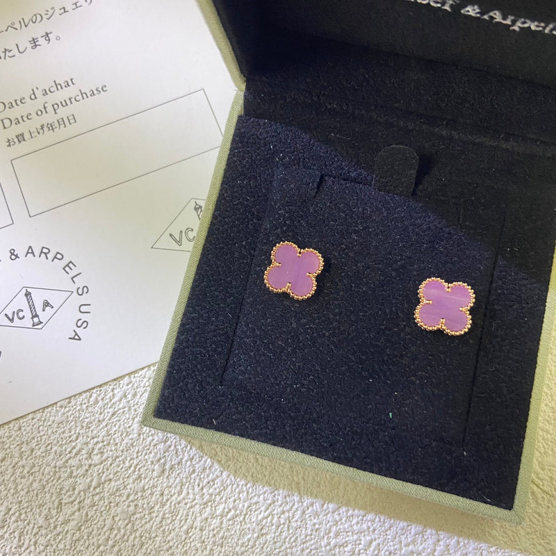 AVSE4  New violet four-leaf clover earrings jewelry