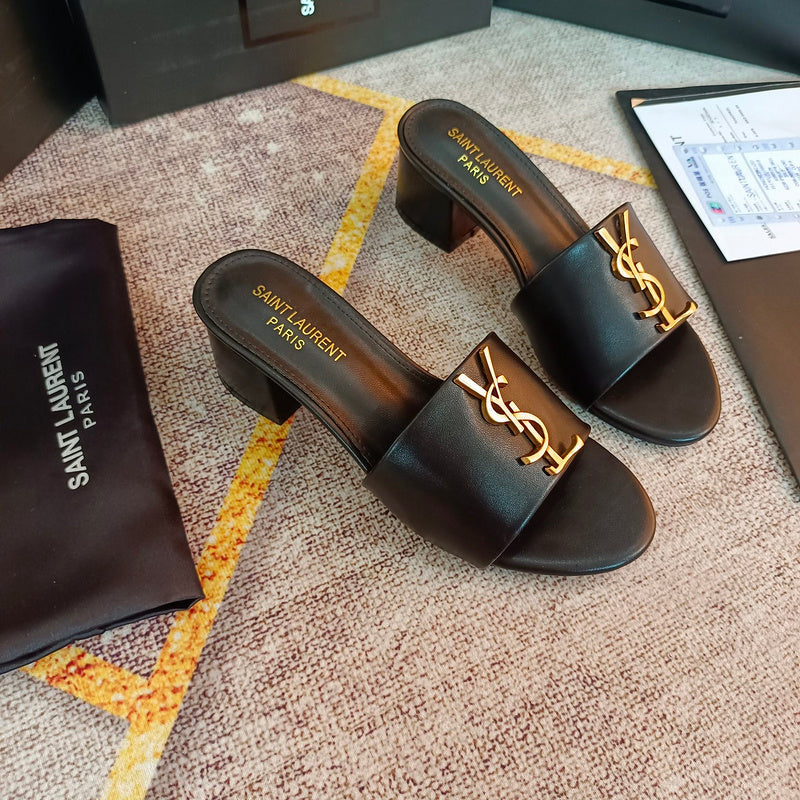 MJYS4 Leather 6.0CM Slippers Size 35-42 Shoes with Box