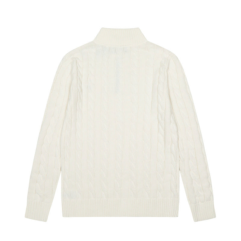 LFC18 New high-quality men's and women's ruff half zip solid pony embroidery logo Fried Dough Twists knitting sweater Clothing