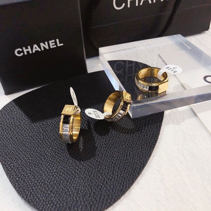 J044   Titanium steel square diamond ring jewelry