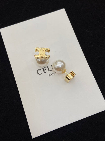 CEE5 Rotary door pearl stud earrings  Jewelry