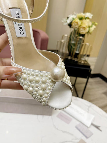 BMJS1 Slippers 8.5CM 10CM High heels women 35-41 leather shoes With Box