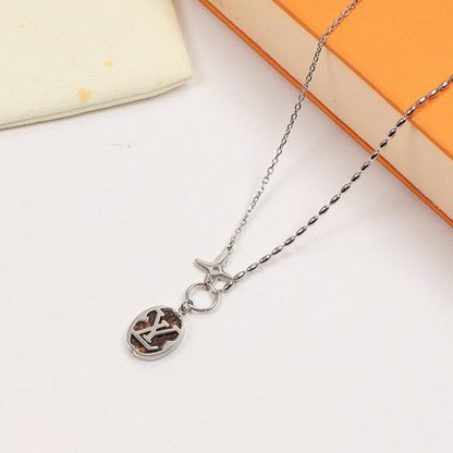 LN35  Classic letter long round medal necklace    Jewelry