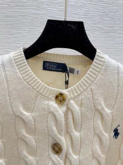 POC3   Women's collar pure cotton knitted cardigan long sleeved clothes