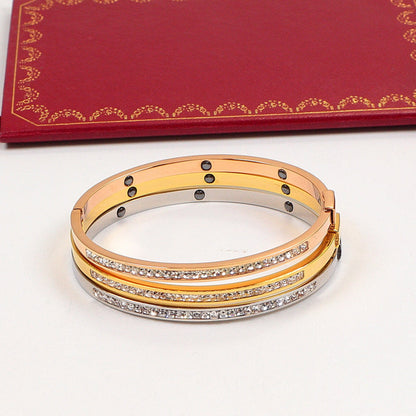 CAB55   Women's European and American fashion temperament 18K rose gold plated diamond bracelet  Jewelry