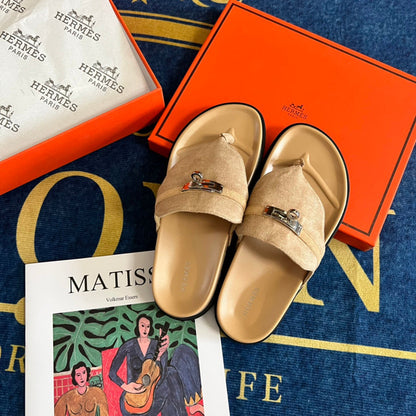 MJHS14 Leather slippers Women shoes 35-42 With box