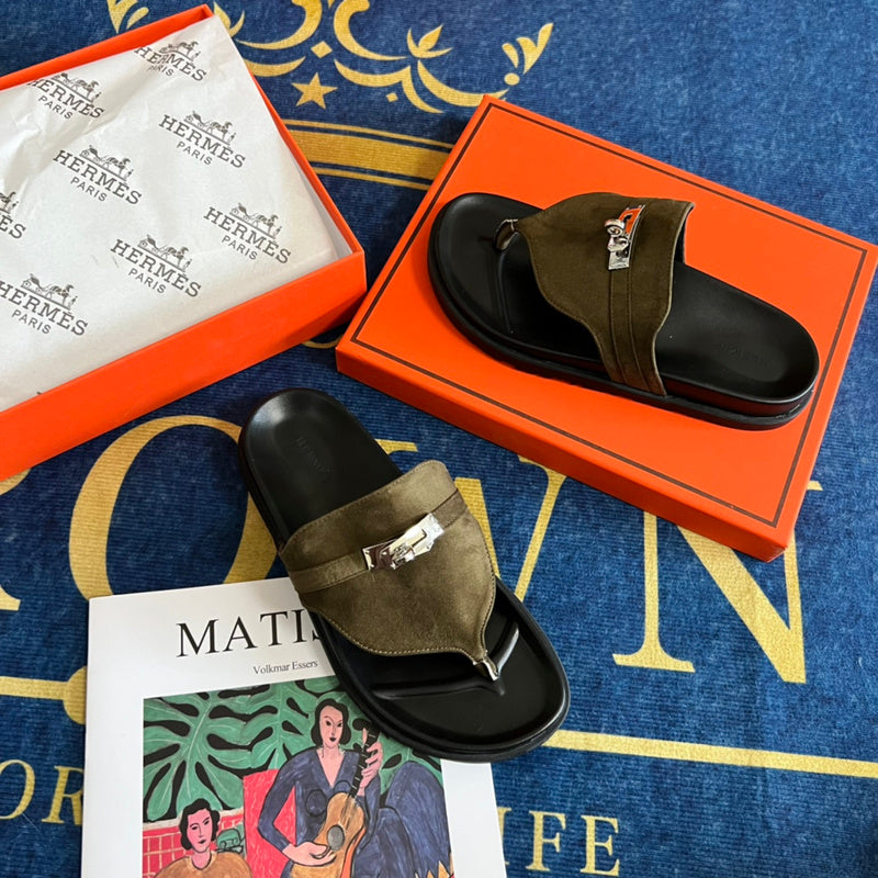 MJHS14 Leather slippers Women shoes 35-42 With box