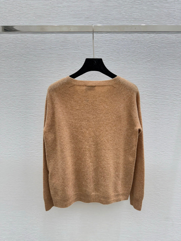 MOC52  Women's solid color round neck knitted long sleeved cardigan clother
