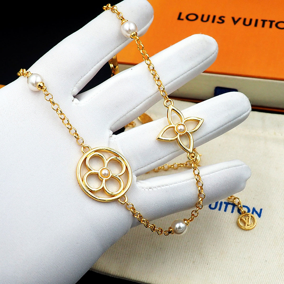 X749  Luxury stainless steel gold-plated pearl necklace jewelry
