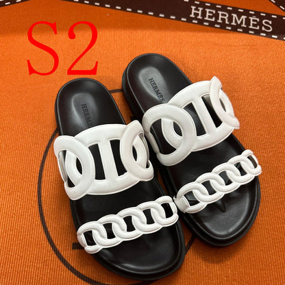 MJHS16 Leather Women Slipper Size 35-42 Shoes with box