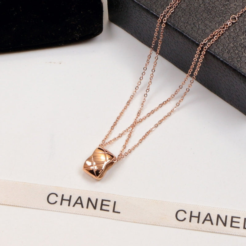 CHN49 316L Steel Gold Plated CC Necklace High Quality Jewelry