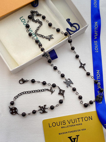 X678 Men's Titanium Steel Necklace Bracelet Set Jewelry