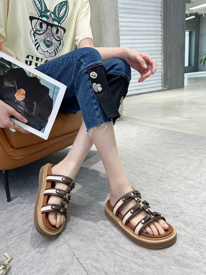 MBCS10 Leather Slippers Size 35-41 Shoes with Box