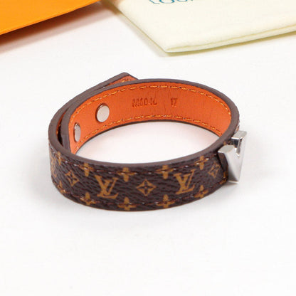 LVB83 flower leather letter Pendant Bracelet 316L steel women   Jewelry