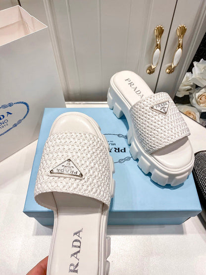 MJPS9 Leather Women 5.5CM Slippers 35-42 shoes With box