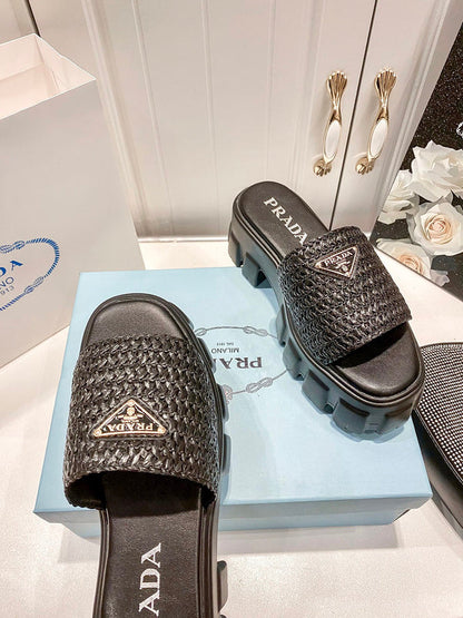 MJPS9 Leather Women 5.5CM Slippers 35-42 shoes With box