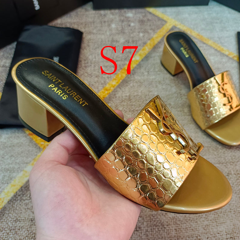 MJYS3 Leather 6.0CM Slippers Size 35-42 Shoes with Box