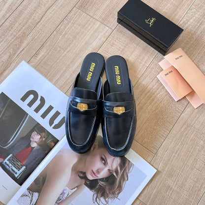 MJMS5 Leather Women Slipper Size 35-41 Shoes with box