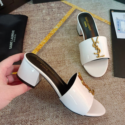 MJYS3 Leather 6.0CM Slippers Size 35-42 Shoes with Box