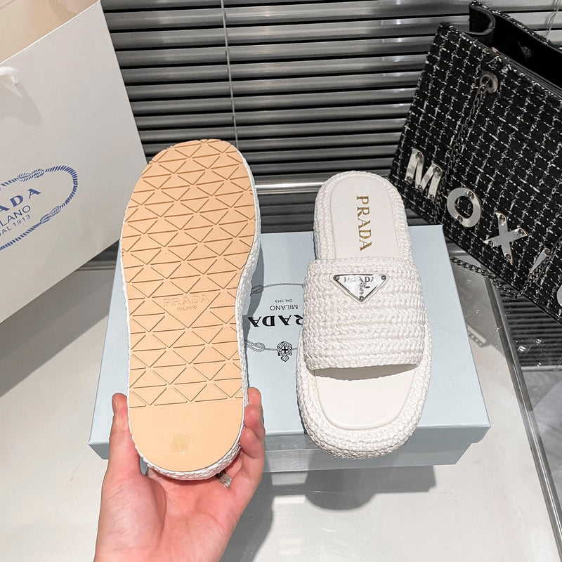 MJPS11 Leather Women High quality Slippers 35-41 shoes With box